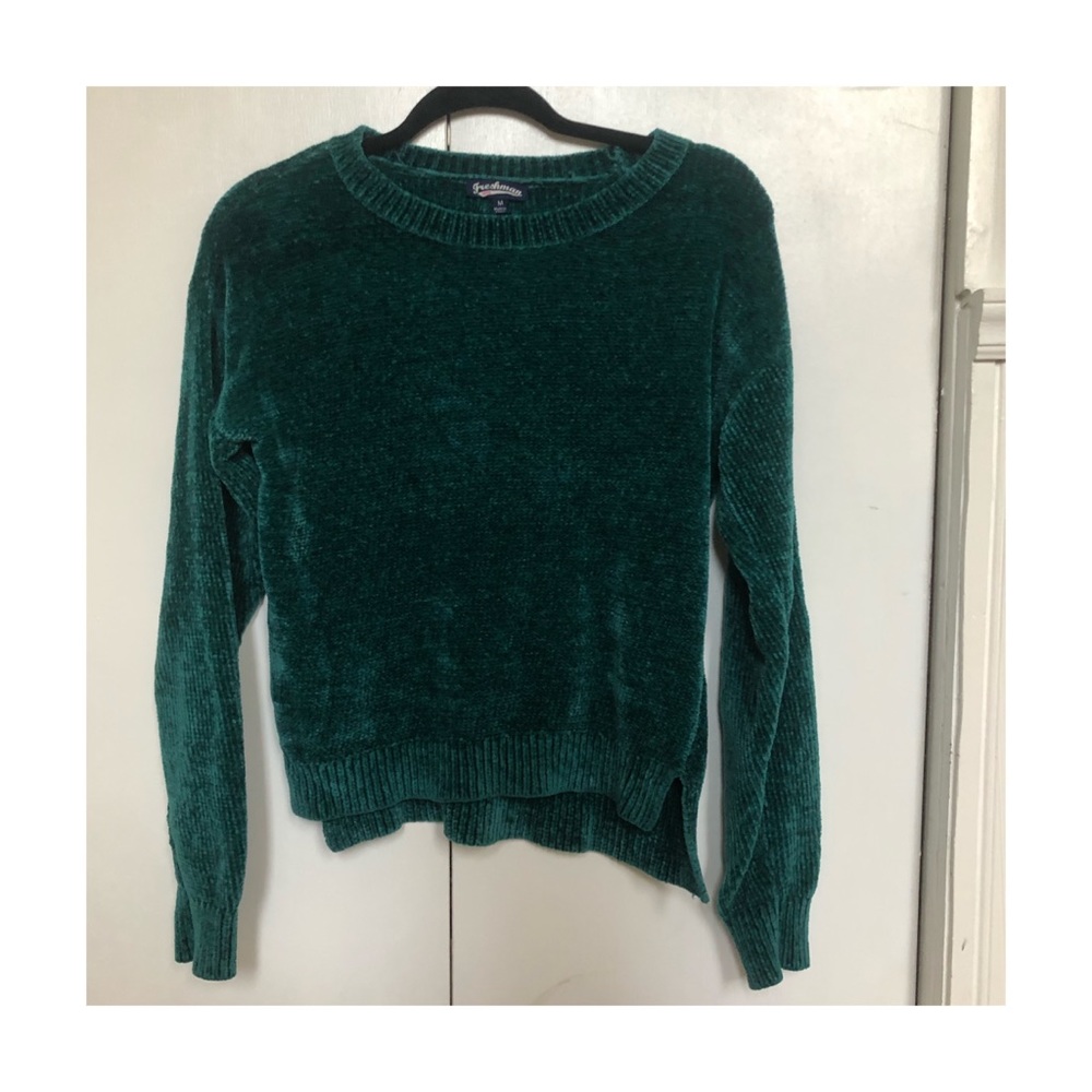 Green Velvet Crewneck Sweater